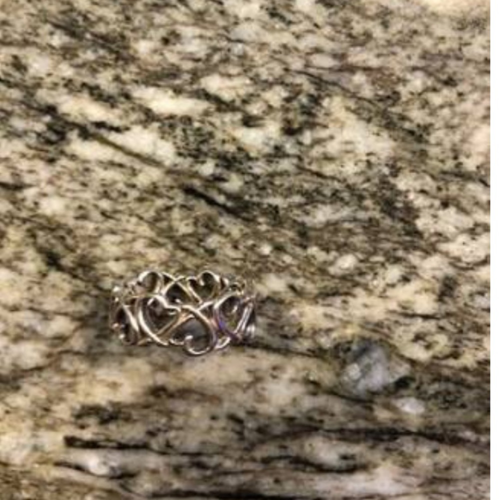 Tiffany Long Heart Band Ring Size 6